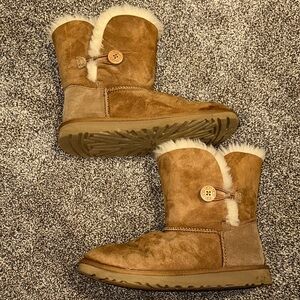 UGG Chestnut Brown Shearling Button Kids Boots